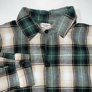 Pat Pat Button Down Long Sleeve Flannel Youth 8-9Y Green Color‎ Block